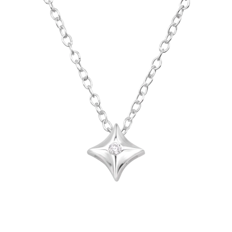 Star mit Zirkonia - 925Er Silber Halskette Mit Steinen