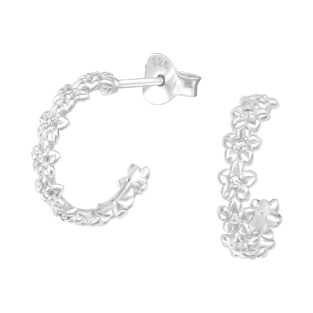 Flower Hoop - Ohrstecker aus Sterlingsilber 925 mit Zirkon