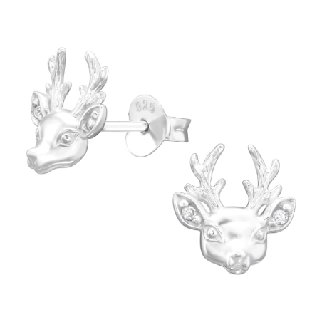 Rentier - Silber 925 Ohrstecker mit Zirkon