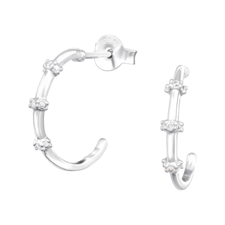Halbkreis mit Zirkonen - Ohrstecker aus 925er Sterlingsilber mit Zirkonen