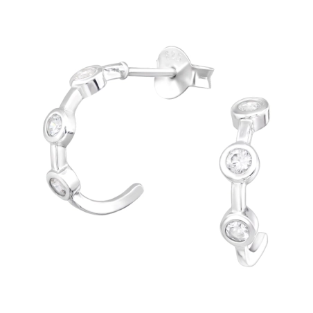 Halbkreis mit Zirkonen - Ohrstecker aus 925er Sterlingsilber mit Zirkonen
