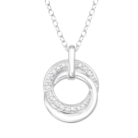Doppelringe - Halsketten aus 925er Sterlingsilber mit Steinen
