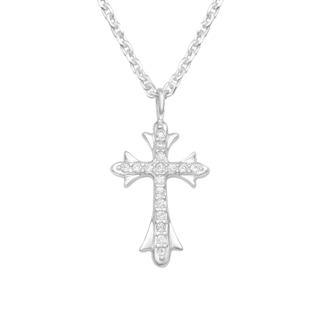 Kreuz mit Zirkonen - Halsketten aus 925er Sterlingsilber mit Steinen