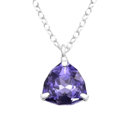 Dreieckskristall mit echten europäischen Kristallen - 925er Sterlingsilber Lacrystale Schmuckhalsketten