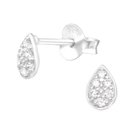 Träne - Puzet-Ohrringe aus Silber 925 mit Zirkon