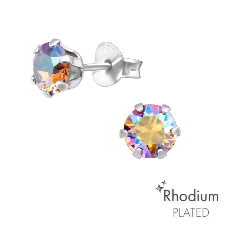 Rund mit echten europäischen Kristallen - Ohrstecker aus 925er Sterlingsilber Lacrystale