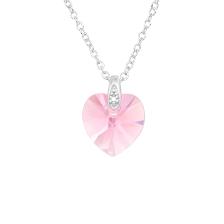 Rosa Herz mit echten europäischen Kristallen - 925er Sterlingsilber Lacrystale Jewelry Halsketten