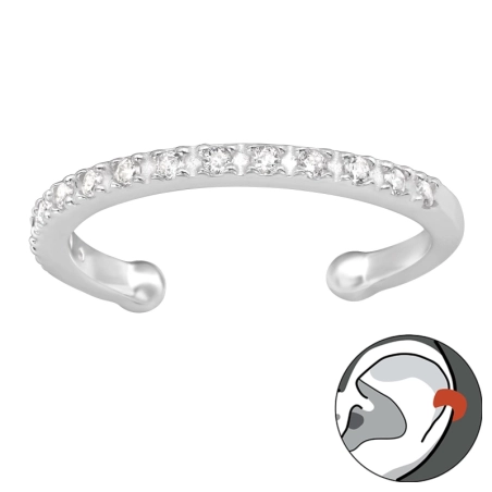 Schlicht mit Zirkonen - Schmuck Silber 925 Ohrringe für ein Ohr