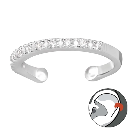 Schlicht mit Zirkonen - Schmuck Silber 925 Ohrringe für ein Ohr