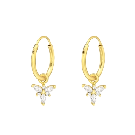 Vergoldete Blume - Schmuck Silber 925 Ringe Ohrringe
