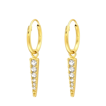 Vergoldeter Kegel mit Zirkonen - Schmuck Silber 925 Ringe Ohrringe