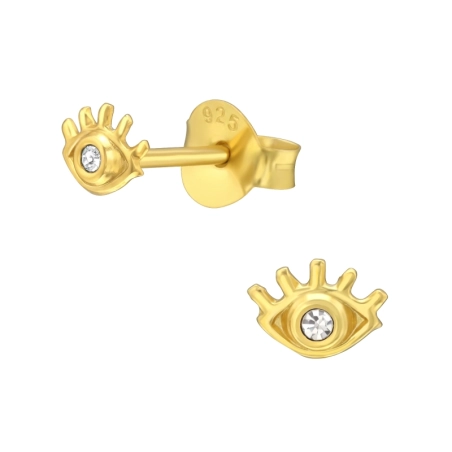 Vergoldetes Auge des Bösen - Schmuck Silber 925 Kristall Ohrstecker