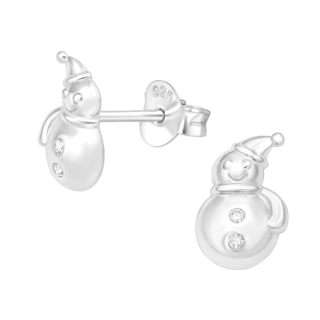 Schneemann Ohrstecker mit Zirkonia Steinen Schmuck | All4silver
