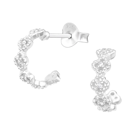 Halbkreis - Schmuck Ohrstecker aus Silber 925 mit Zirkon