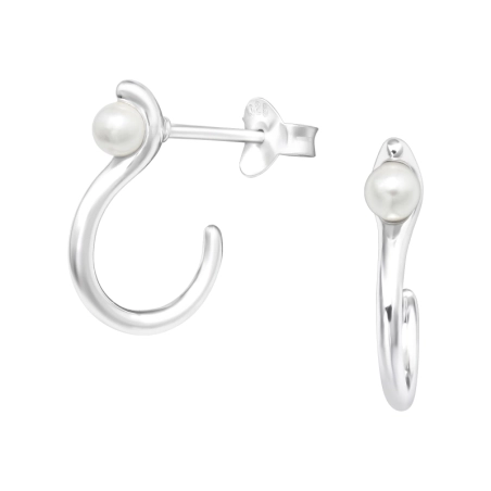 Halbkreis mit Perle - Schmuck Silber 925 Puzet Ohrringe mit Perle