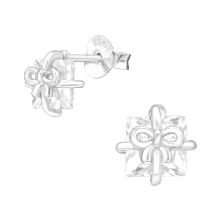 Geschenkbox Ohrstecker mit Zirkonia Steinen Schmuck | All4silver