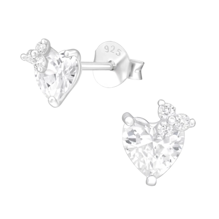 Herzen Ohrstecker mit Zirkonia Steinen Schmuck | All4silver