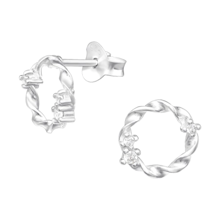 Kreis Ohrstecker mit Zirkonia Steinen Schmuck | All4silver