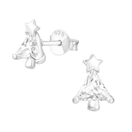 Weihnachtsbaum - Puzet-Ohrringe aus Silber 925 mit Zirkon