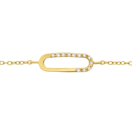 Oval vergoldet mit Zirkonen - Schmuck Silber 925 Armbänder mit Kette
