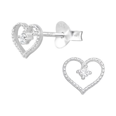 Herz mit Zirkon - Schmuck Silber 925 Puzet Ohrringe mit Zirkon