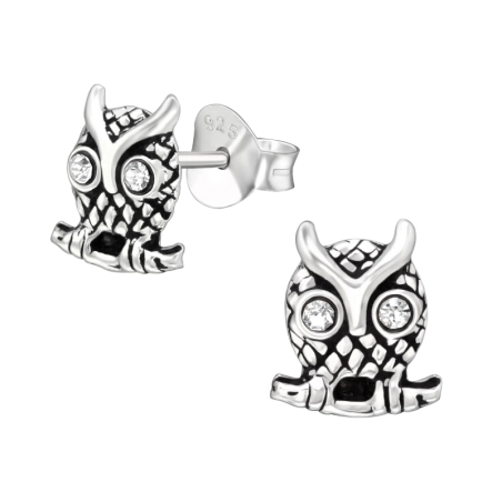 Eule Ohrstecker mit Kristall Schmuck | All4silver