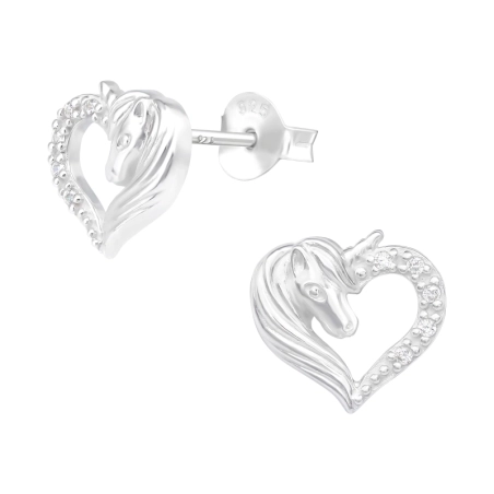 Ein Einhorn Ohrstecker mit Zirkonia Steinen Schmuck | All4silver