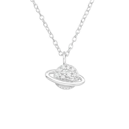 Planet Saturn - Schmuck Silber 925 Halsketten mit Steinen