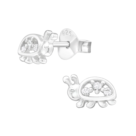 Marienkäfer Ohrstecker mit Zirkonia Steinen Schmuck | All4silver