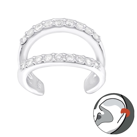 Doppelte Linie Ohrklemme und Ohrkletterer Schmuck | All4silver