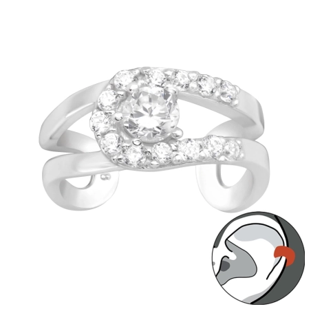 Schlicht mit Zirkonen - Schmuck Silber 925 Ohrringe für ein Ohr