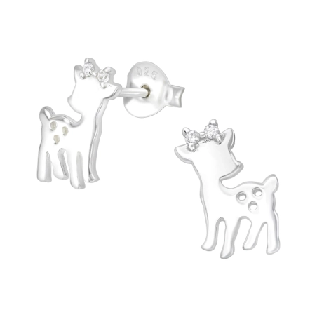 Hirsch - Puzet-Ohrringe aus Silber 925 mit Zirkon