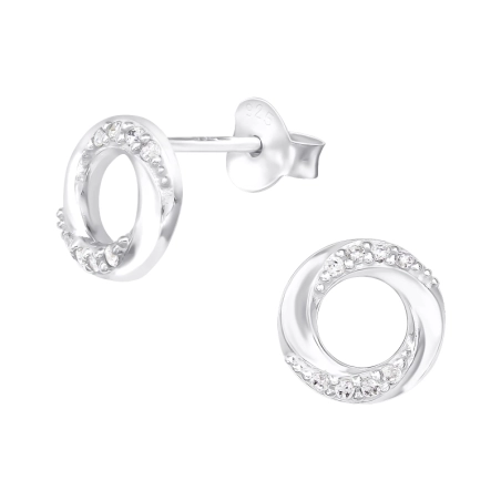 Gedrehter Ring - Ohrstecker aus 925er Sterlingsilber mit Zirkon