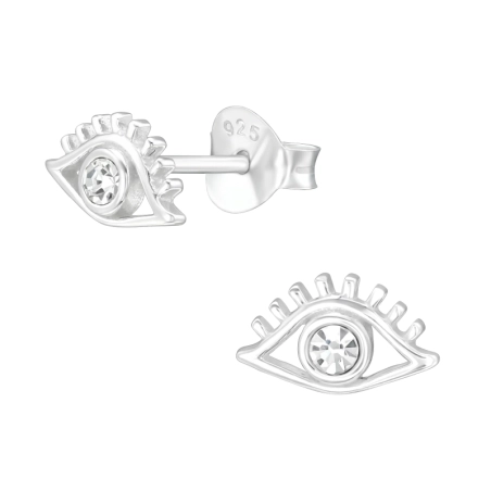 Böser Blick Ohrstecker mit Kristall Schmuck | All4silver