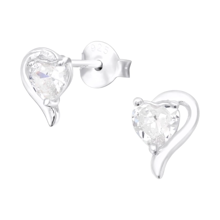 Herz - Schmuck Sterling Silber 925 Ohrstecker mit Zirkon