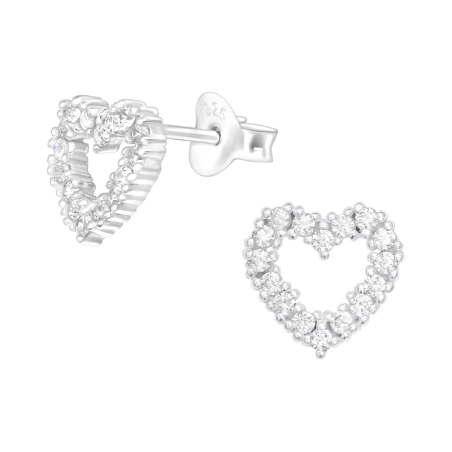 Herz - Schmuck Sterling Silber 925 Ohrstecker mit Zirkon