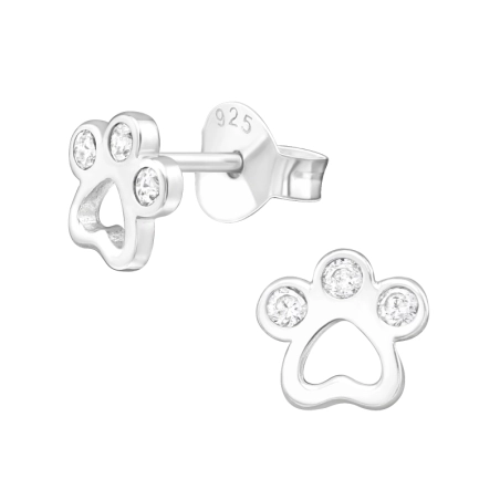 Pfote - Jewellery Silber 925 Ohrstecker mit Zirkon