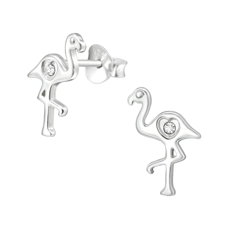 Flamingo Ohrstecker mit Kristall Schmuck | All4silver