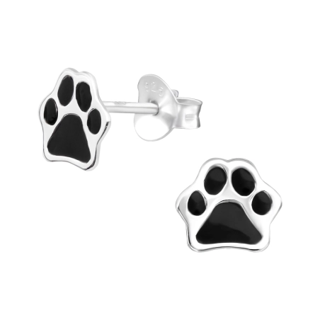 Pfotenpresse Ohrstecker mit Emaillefarben Schmuck | All4silver