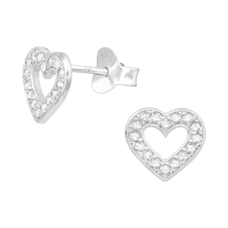 Herzen Ohrstecker mit Zirkonia Steinen Schmuck | All4silver