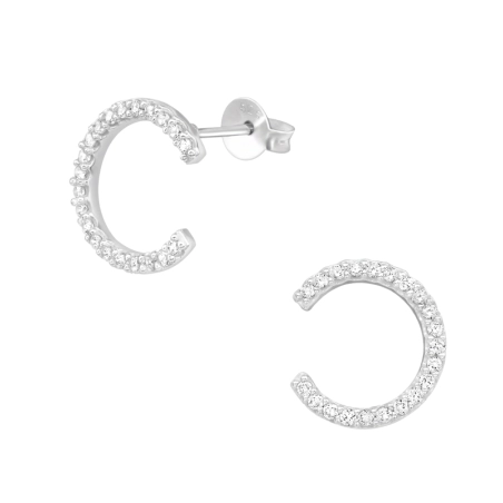 Halbkreis - Schmuck Ohrstecker aus Silber 925 mit Zirkon