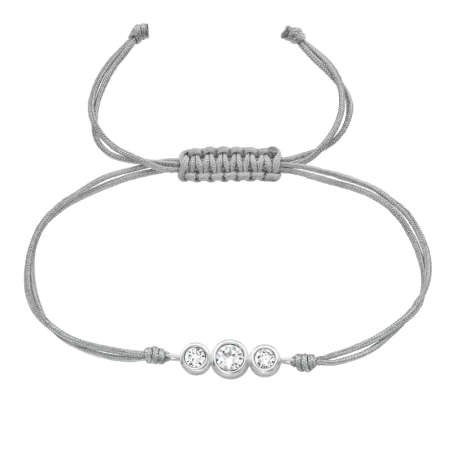 3 Kristalle in einer Reihe - Nylonschnur + Armbänder aus Sterlingsilber 925