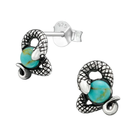 Schlange Ohrstecker mit Halbedelsteinen Schmuck | All4silver