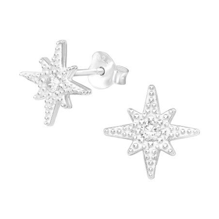 Ein Stern Ohrstecker mit Zirkonia Steinen Schmuck | All4silver