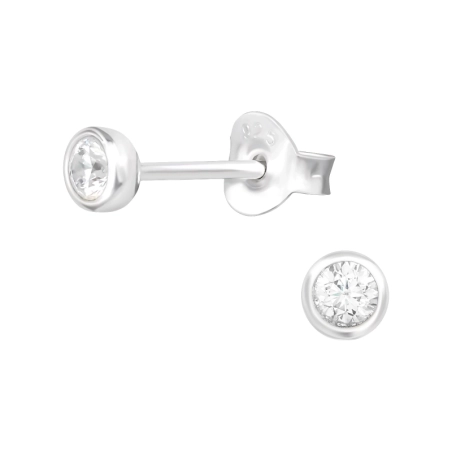 Runde Puzet-Ohrringe aus Silber 925 mit Zirkon