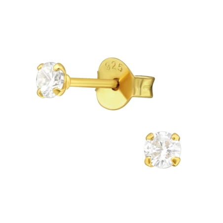 3mm Rund vergoldet - Schmuck Silber 925 Basic Ohrringe