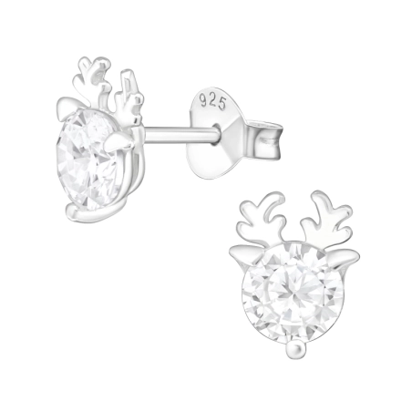 Reh Ohrstecker mit Zirkonia Steinen Schmuck | All4silver