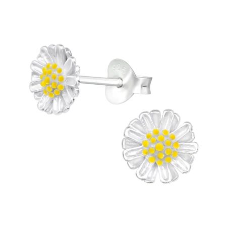 Eine Blume Glatte Ohrstecker Schmuck | All4silver