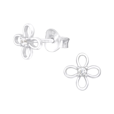 Eine Blume Ohrstecker mit Zirkonia Steinen Schmuck | All4silver