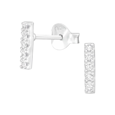 Bar Ohrstecker mit Zirkonia Steinen Schmuck | All4silver